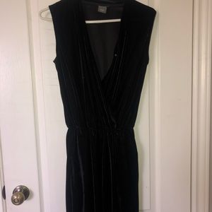 All black velvet long pant short sleeve jumpsuit